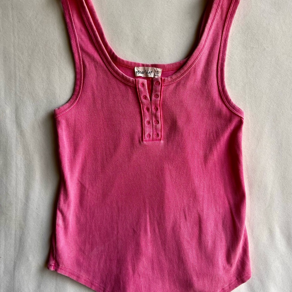 New In Rib Tank Hot Pink - Picture 3 of 7